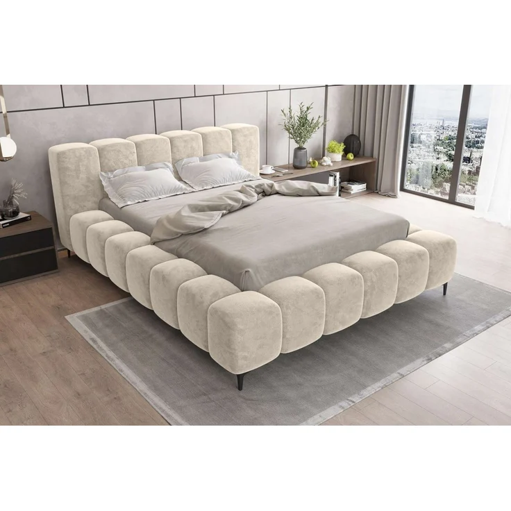 99rooms Cozy Polsterbett 180x200 cm Chenille APHRODITE Creme – Bild 3