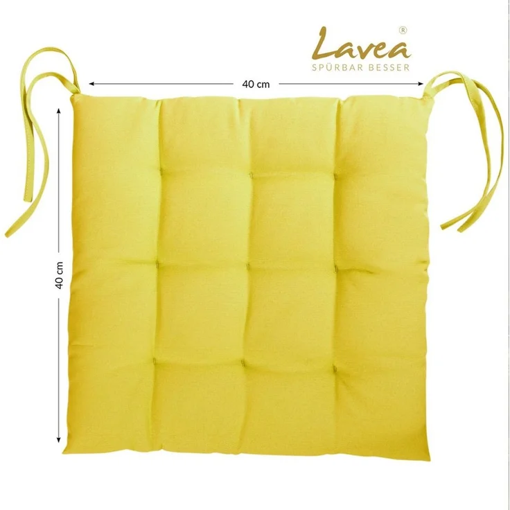 Lavea Stuhlkissen MONACO - weich gepolsterten Sitzkissen Set (4er & 8er), 40x40x3 cm, mit Stoffbändern, Indoor & Outdoor, für Garten & Balkon – Bild 4
