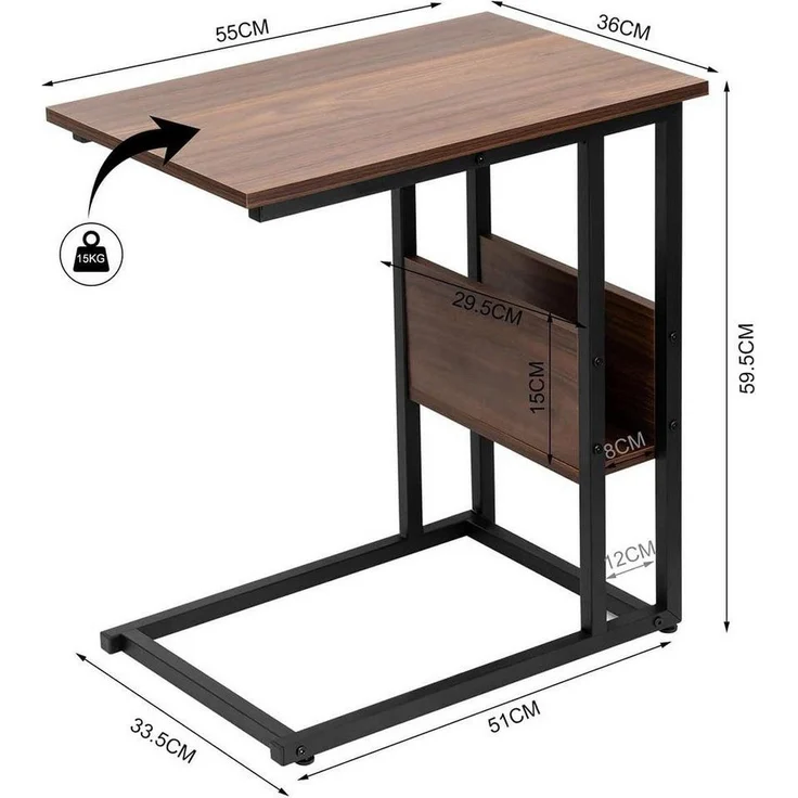 Woltu Beistelltisch (1-St), Kaffeetisch Couchtisch Sofatisch aus Metall MDF – Bild 2