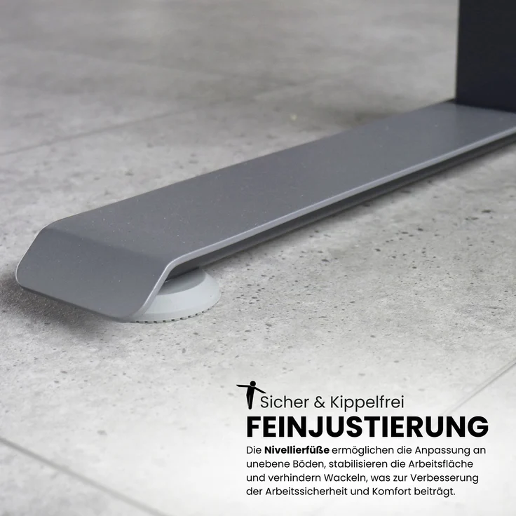 bümö höhenverstellbarer Schreibtisch 140x80 cm in grau, Gestell: graphit - Stehschreibtisch mit 3-fach Speicher elektrisch höhenverstellbar, Computertisch, Ergonomischer Bürotisch, LXK65-14-5-G – Bild 4