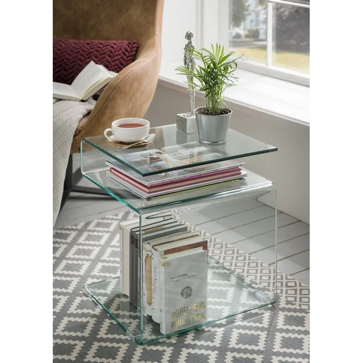 Beistelltisch >7/108-10< in Klarglas, Glas - 42x48x38cm (BxHxT)