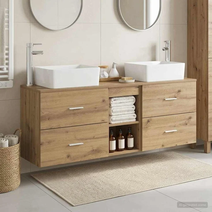 vidaXL Badezimmerschrank-Set 3 stk. Artisan-Eiche 136 x 35 x 80 cm 3405858 – Bild 1