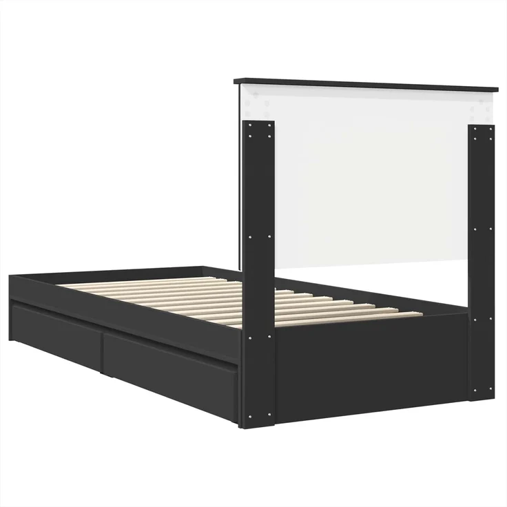 vidaXL Aufbewahrungsbett Schwarz 90 x 190 cm Holzwerkstoff 3411251 – Bild 9