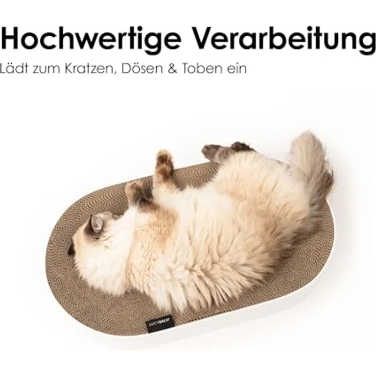 LucyBalu Kratzbrett SCRATCHBED Katzen Kartonbett, XXL Katzenbett aus Wellpappe rund, Kratzmöbel Katze, großes Kratzbrett, Katzen Kratzspielzeug – Bild 5