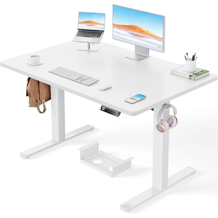 ErGear Höhenverstellbarer Schreibtisch-120x80 cm,100 KG Tragkraft Elektrischer Schreibtisch mit Fortgeschrittenem Bürstenlosem Motor, Leise Funktion, Robuster Metallrahmen, Vierteilige Tischplatte – Bild 2