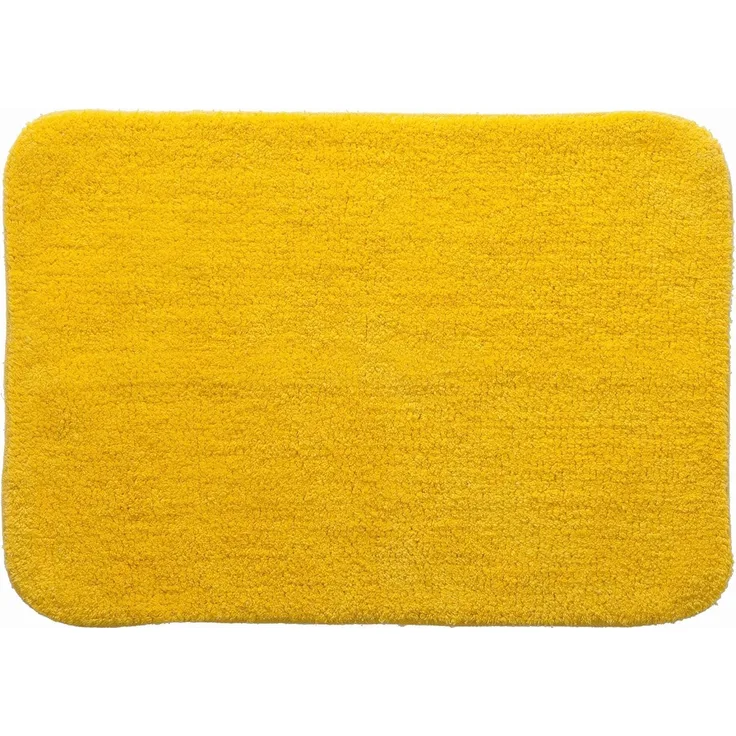 Spirella Badteppich Badematte Duschvorleger 100% Baumwolle Hochflor | flauschig | rutschhemmend | geeignet für Fußbodenheizung | 50x70 cm | Gelb