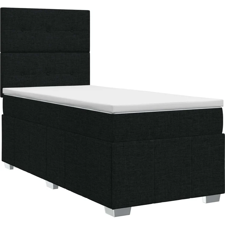 vidaXL Boxspringbett mit Matratze Schwarz 100 x 200 cm Stoff 3454073 – Bild 2