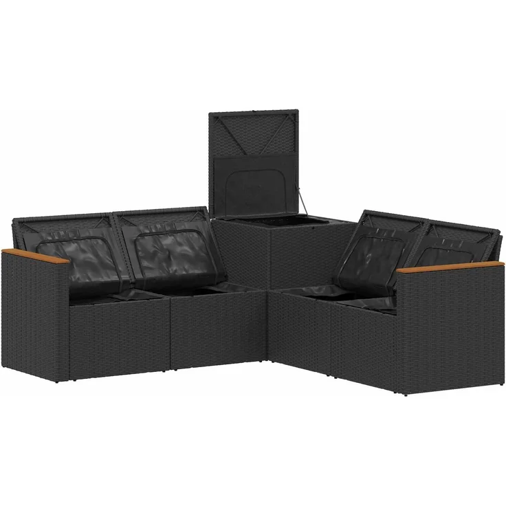 vidaXL Sofa Set 5 stk. Schwarz und Blau Polyrattan und Stahl 3447933 – Bild 6