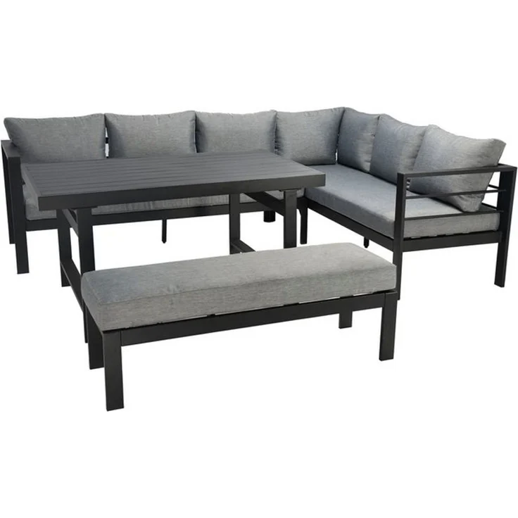 KONIFERA Gartenlounge-Set New Jersey, (Set, 14-tlg, 2x Sofa, 1x Bank, 1x Tisch, 3x Sitzauflage, 7x Rückenkissen), bestehend aus 2 Sofas, 1 Bank, 10 Sitz- und Rückenkissen, 1 Tisch – Bild 4