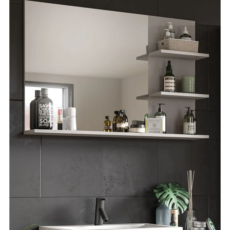 Badezimmer Spiegel Malik in grau mit Ablage 100 cm