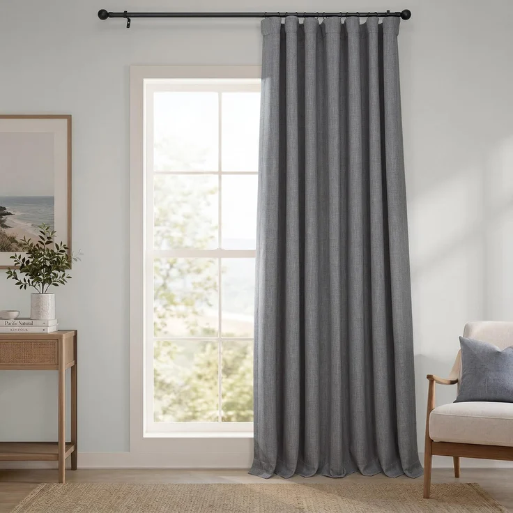 HPD Half Price Drapes Verdunkelungsvorhänge aus Leinenimitat, 305,8 cm lang, extrabreit, Luxus-Leinen-Vorhänge für Schlafzimmer und Wohnzimmer (1 Paneel), 254 x 120 cm, Blazergrau