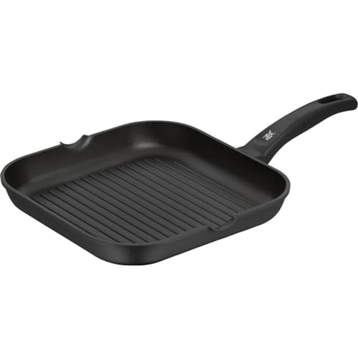 WMF Grillpfanne 27x27 cm mit Ausguss, Aluminium beschichtet, Steakpfanne ideal zum knusprigen Braten, eckige Pfanne, Kunststoffgriff – Bild 2