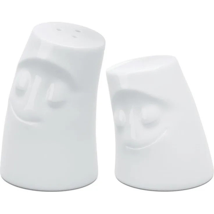 FIFTYEIGHT PRODUCTS Eierbecher TV Tasse Würzschmusies Kuschelig und Verschmust 36.37 weiß, (2-tlg), Gewürzset