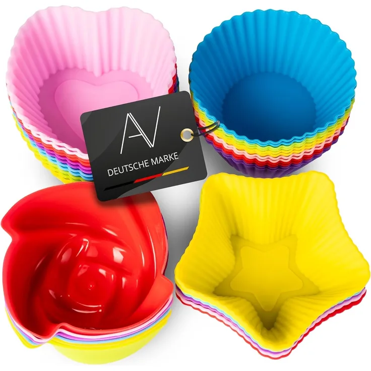 AVANA Muffinform Silikon Muffinförmchen wiederverwendbare Cupcake Backförmchen Muffin, (36-tlg), antihaftbeschichtet, umweltschonend, 8 Farben