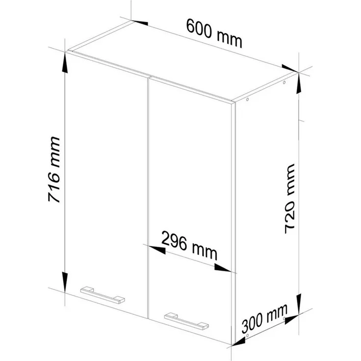 Raumhirsch Furniture Hängeschrank - Praktische Aufbewahrung - Wandschrank Modernes Design, 60 cm, höhenverstellbar, Soft-Close, matt weiß
