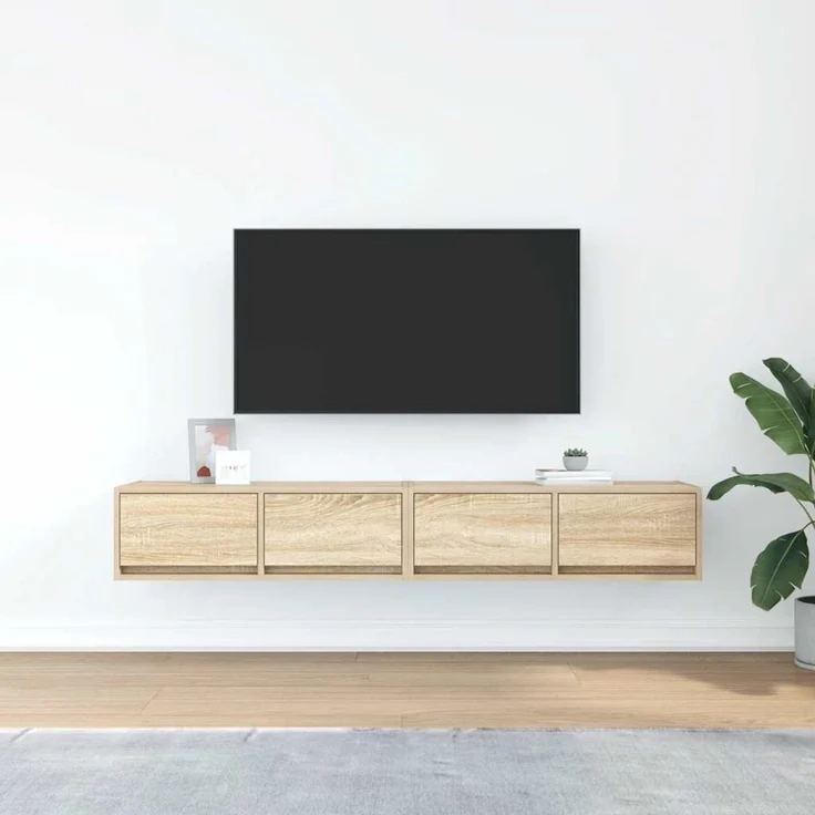 2 pcs TV-Schrank, Lowboard TV Sonoma-Eiche 80x31x25,5 cm Holzwerkstoff – Bild 3