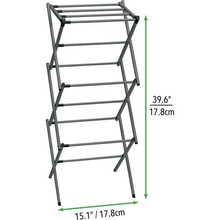mDesign Turmwäscheständer Wäscheständer Standtrockner klappbar Metall Dunkelgrau – Bild 2