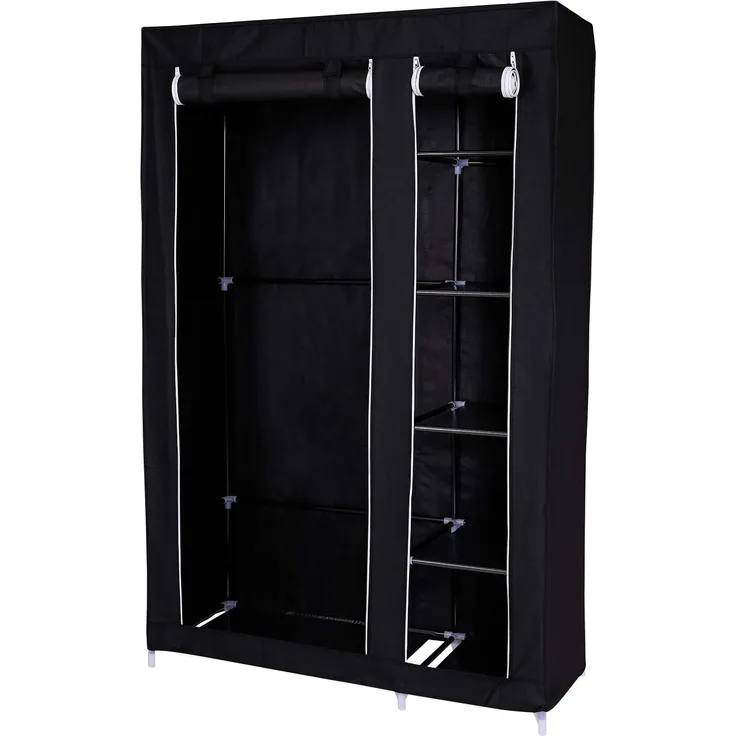 dibea Faltbarer Stoff-Kleiderschrank 175 x 110 x 45 cm, schwarz