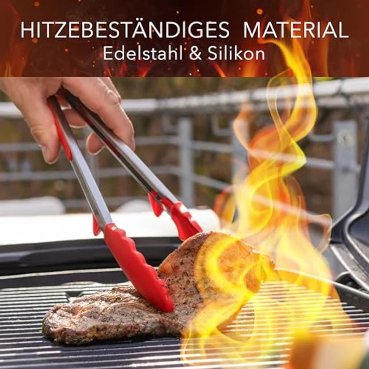 AVANA Kochzange Edelstahl Küchenzange Silikon Grillzange Zange Kochen Mehrzweckzange, mit integriertem Standfuß, 2er Set – Bild 7