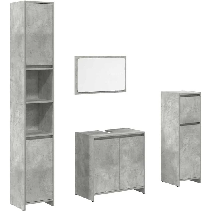 vidaXL 4-tlg. Badmöbel-Set Betongrau Holzwerkstoff 3324849 – Bild 1