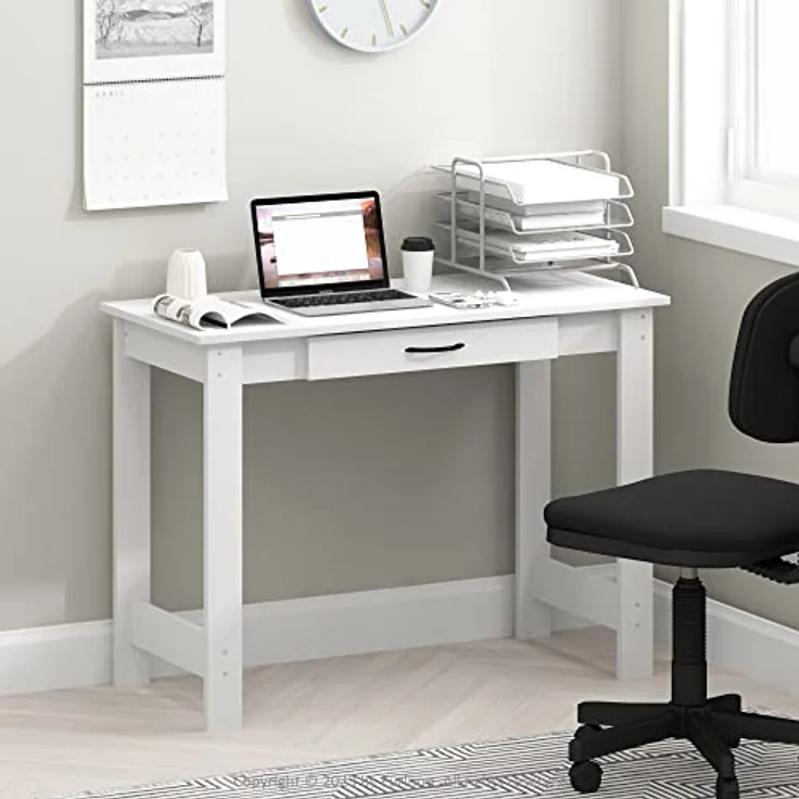Furinno JAYA Schreibtisch mit Schublade, Weiß – Bild 3