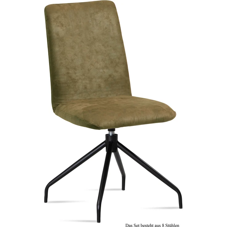Esszimmerstuhl drehbar (8er-Set) Divona 47x92x60 Schwarz/Olivgrün
