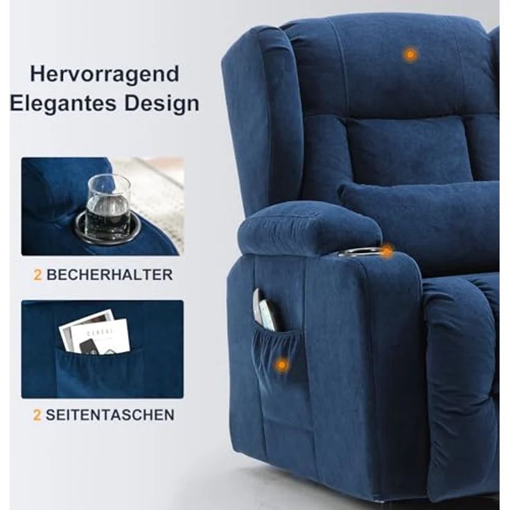 COMHOMA Massagesessel Relaxsessel Aufstehhilfe Massagesessel mit Stoffoberfläche, Massagefunktion, elektrisch verstellbar – Bild 4