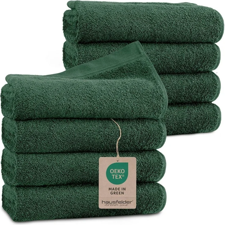 Hausfelder Handtücher Handtuch 8er Set, 100% Baumwolle, Dunkelgrün, 8 Handtücher 50x100cm, Baumwollfrottee (8-St), hautfreundlich, saugstark,100% Baumwolle – Bild 1