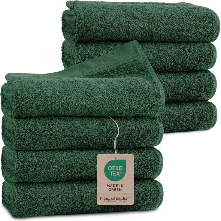Hausfelder Handtücher Handtuch 8er Set, 100% Baumwolle, Dunkelgrün, 8 Handtücher 50x100cm, Baumwollfrottee (8-St), hautfreundlich, saugstark,100% Baumwolle