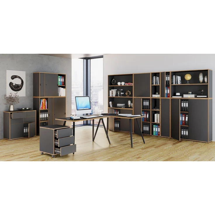 VCM Büroregal & Bücherregal Salia 920707 Anthrazit H. 74 x B. 30 x T. 33 cm – Bild 3