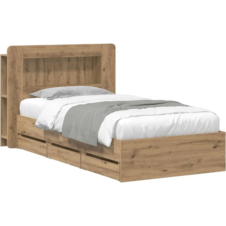 vidaXL Bettgestell mit Stauraum und Kopfteil Artisan-Eiche 80 x 200 cm 3433997 – Bild 2