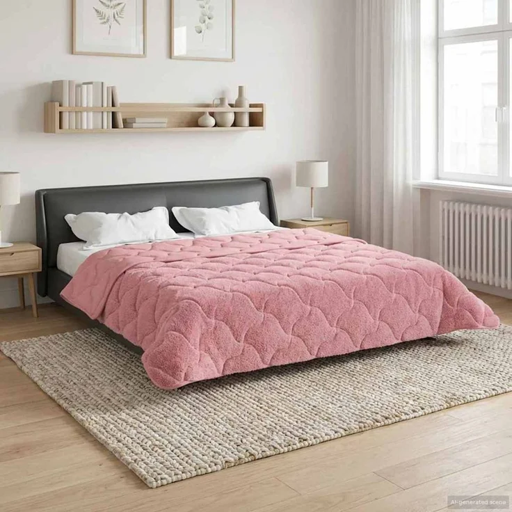 vidaXL Winterbettdecke Rosa 220 x 240 cm Mikrofaser und Teddy-Fleece 42026346 – Bild 1