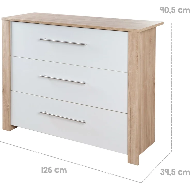 roba Wickelkommode 'Malo' breit - inkl. Wickelansatz - 3 Schubladen - Weiß – Bild 9