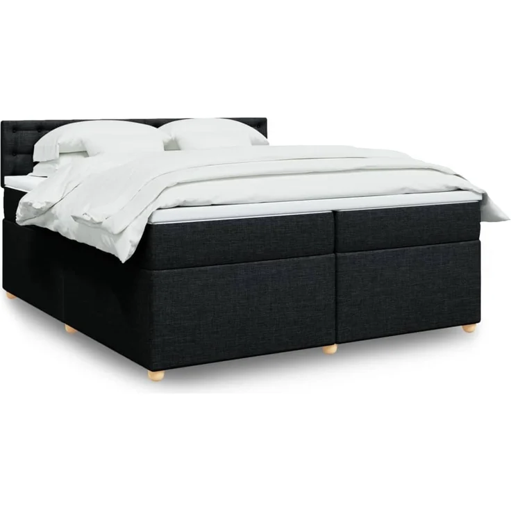 vidaXL Boxspringbett mit Matratze Schwarz 200x200 cm Stoff 3289103 – Bild 1
