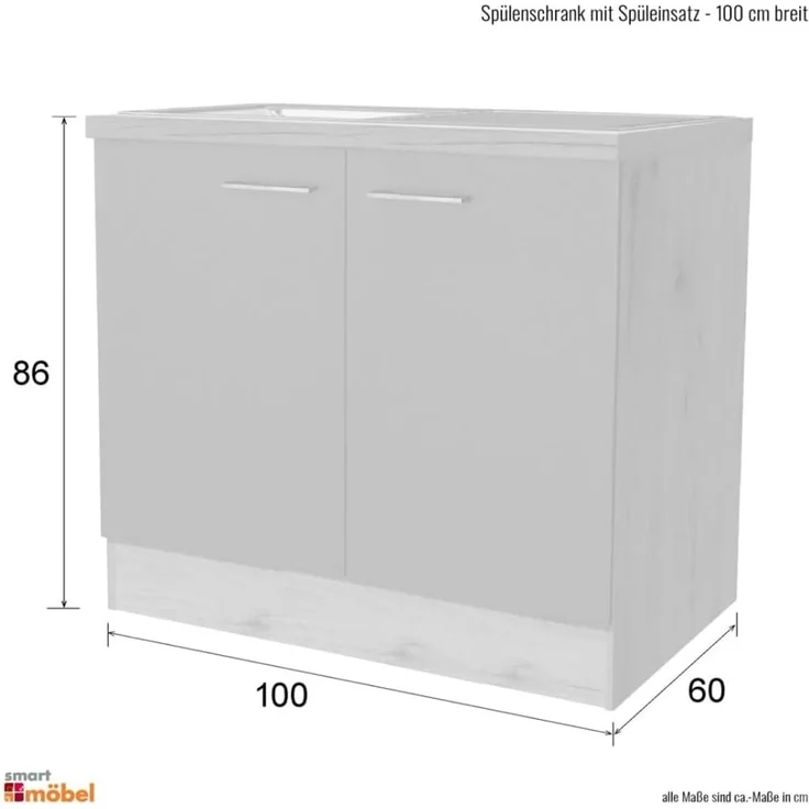 Flex-Well Spülenschrank Antigua (B x H x T) 100 x 86 x 60 cm, inkl. Einbauspüle – Bild 2