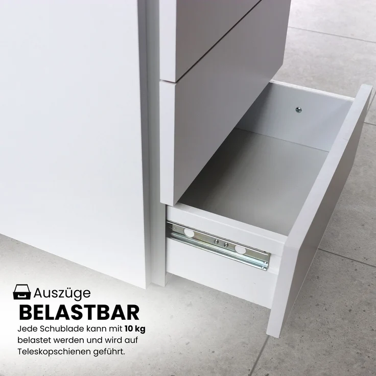 bümö lite Rollcontainer mit Schubladen, Container aus Holz in grau - Rollwagen für's Büro als Schreibtisch Unterschrank, Bürocontainer od. Schreibtischcontainer mit Seitengriff, LC30-5-5-GL – Bild 4