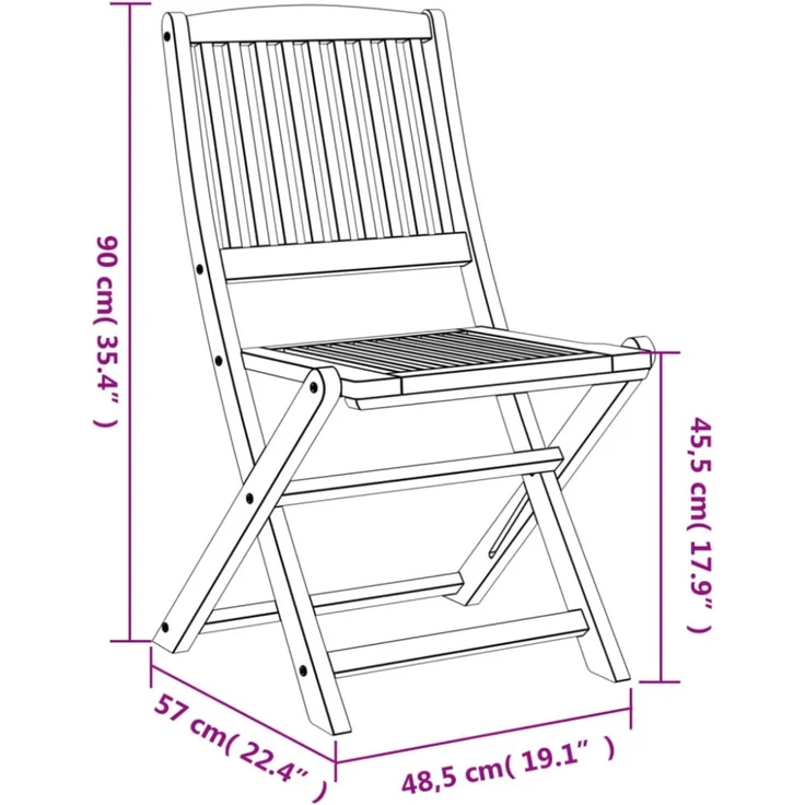 vidaXL Gartenstühle 2 Stk. Klappbar 44x50x88 cm Massivholz Akazie 365743 – Bild 10