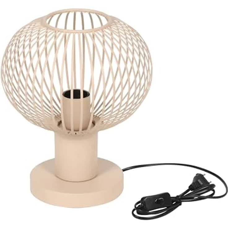 TRIO GILA Draht-Tischleuchte, Moderne Tischlampe in Beige, 23 cm, Metall Kugel, E27 LED geeignet – Bild 4