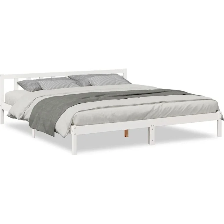 vidaXL Massivholzbett Extra Lang ohne Matratze Weiß 200x210 Kieferholz 852441 – Bild 1