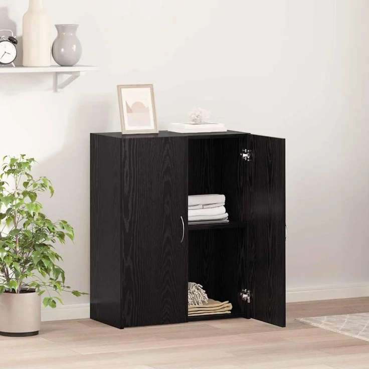 vidaXL Büroschrank Schwarz Eichen-Optik 70 x 32 x 77.5cm Holzwerkstoff 869122 – Bild 4