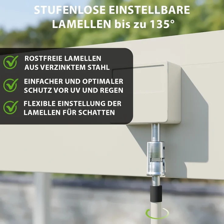 Weide Deluxe | Wand Pergola | Voll Aluminium | 3 x 3,6 M | Lamellendach Ivory Sand – Bild 8