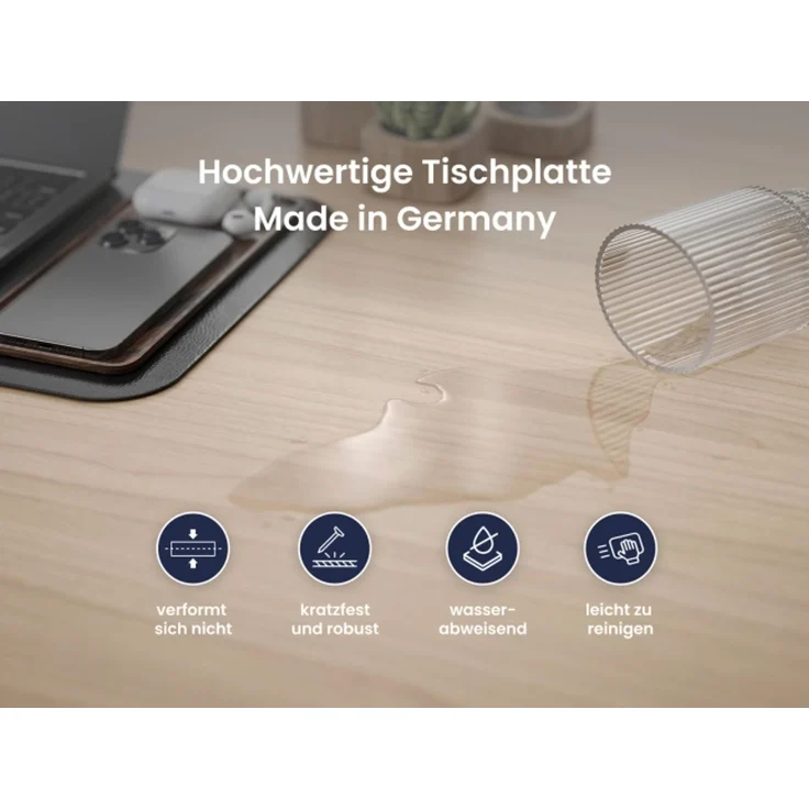 Desktopia Pro X - Elektrisch höhenverstellbarer Schreibtisch / Ergonomischer Tisch mit Memory-Funktion, Ahorn, Gestell Grau, 160x80 cm – Bild 5