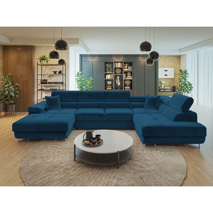 Ecksofa Torezio Bis mit Bettkasten, Schlaffunktion und Einstellbare Kopfstützen (Farbe: Manila 26, Seite: Rechts)