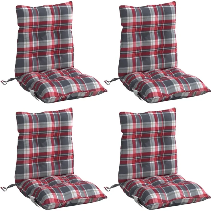 vidaXL Niedriglehner-Auflagen 4 Stk. Rot Karomuster Oxford-Gewebe 377711 – Bild 3