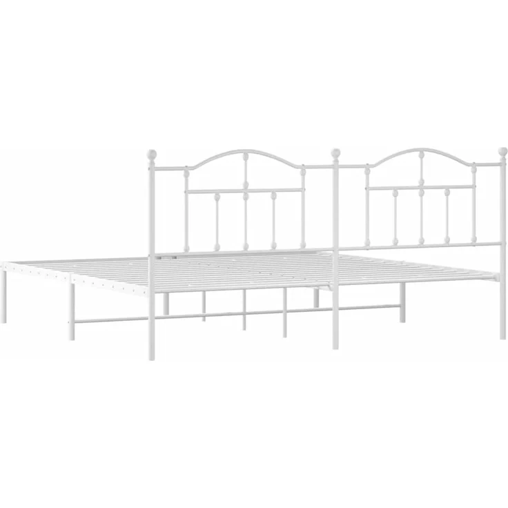 Doppelbett, Bettgestell Modernen mit Kopfteil Metall Weiß 200x200 cm d850e – Bild 7