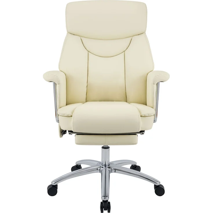 CLP Bürostuhl Dahra Echtleder Massagefunktion mit Fußablage höhenverstellbar,creme – Bild 5