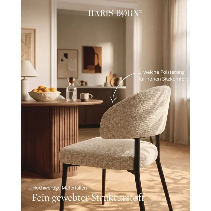 Haris Børn Esszimmerstuhl Polsterstühle für Esszimmer - Esszimmerstühle (Set, 2 St), Beige - Esszimmer Stühle & Esstisch Stühle, Moderner Polsterstuhl – Bild 3