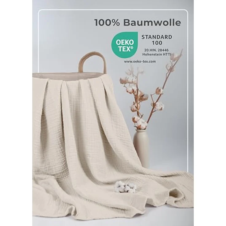 Babydecke Premium Musselin Babydecke 4-lagige Decke aus 100% Baumwolle, Laynenburg, Musselin Babydecke, Kuscheldecke oder Schlafdecke, Pucktuch, Spucktuch – Bild 4