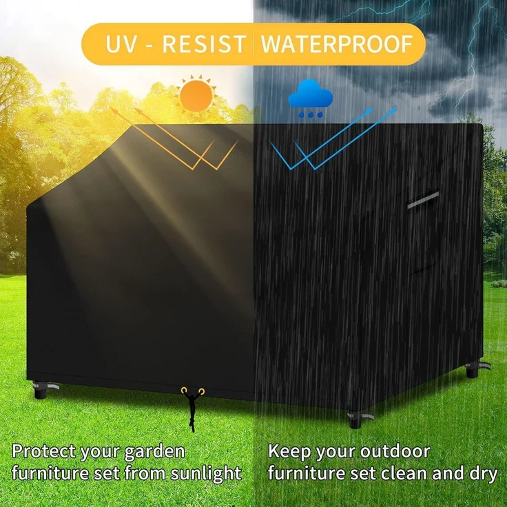 Außenbankbezug 2Sitzer Wasserdicht 6000d Schwarz 134x66x63 89cm – Bild 5
