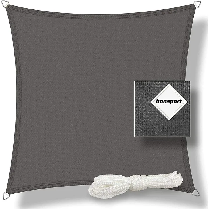 Sonnensegel Quadrat, HDPE graphit, 4x4 m